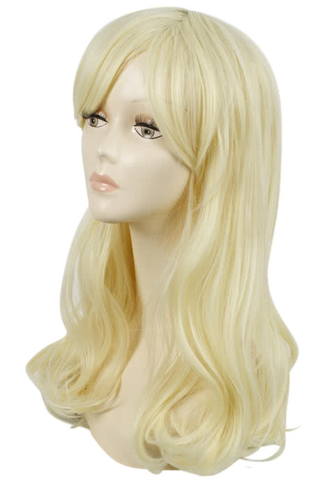 55cm Beautiful Creamy White Long Curly Charms Fashion Wig
