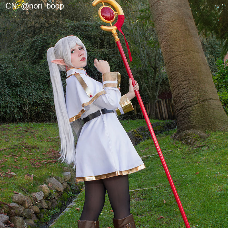 omgcos Anime White Elf Sorceress Frieren Cosplay Costume