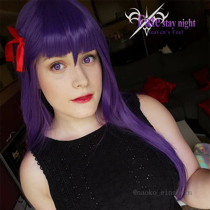 Fate/Stay night Sakura Matou  Long straight Purple Cosplay Wigs