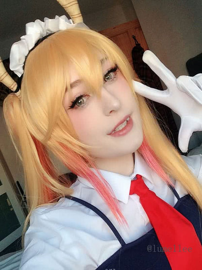 Miss Kobayashi's Dragon Maid Tohru Long Golden Cosplay Wigs