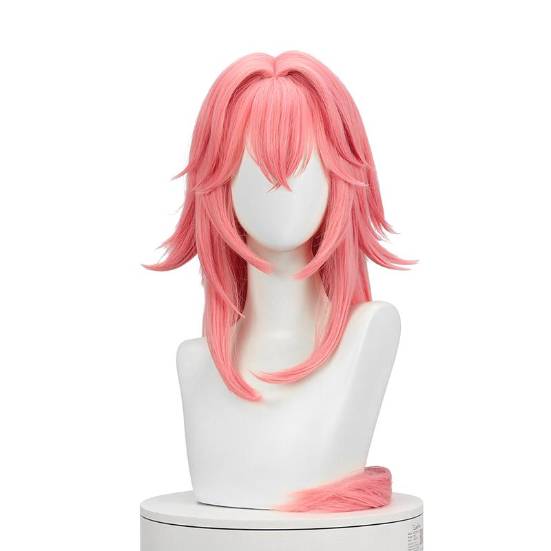 Game Genshin Impact Guuji Yae Miko Pink Long Cosplay Wigs