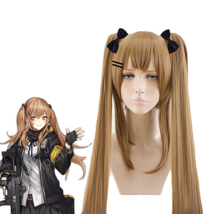 Game Girls Frontline UMP45/UMP9 Brown Ponytail/ Linen Curls Cosplay Wigs