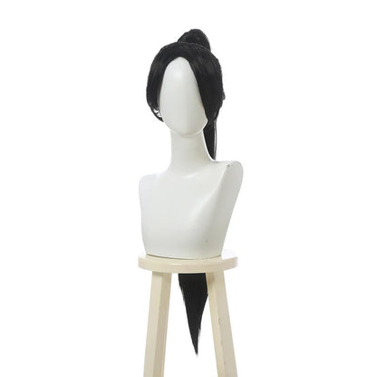 Game Valorant Project A Sage Black Long Ponytail Cosplay Wigs