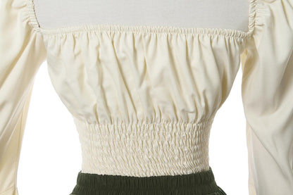 Retro White Wavy Skirt Two-piece Suit  Costume