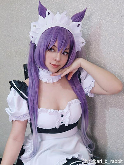 Game Genshin Impact Keqing Mixed Purple Ponytail Cosplay Wigs