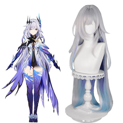 Genshin Impact Skirk Cosplay Wig Grey Mixed Blue Cosplay Wig