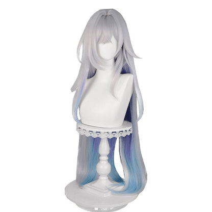 Genshin Impact Skirk Cosplay Wig Grey Mixed Blue Cosplay Wig