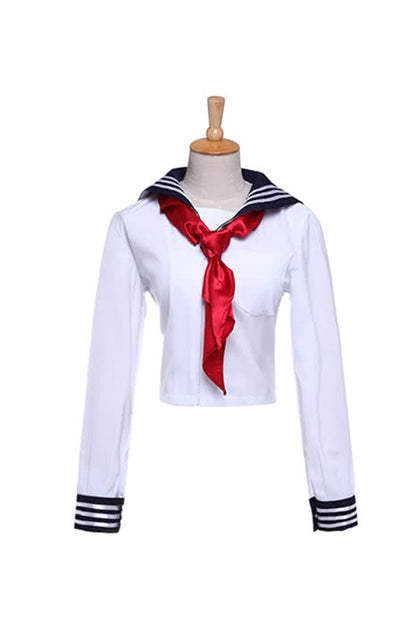 Japanese Schoolgirl Uniform White Shirt And Red Cravat Costume
