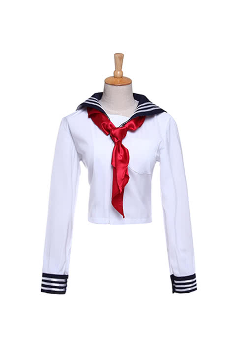 Japanese Schoolgirl Uniform White Shirt And Red Cravat Costume