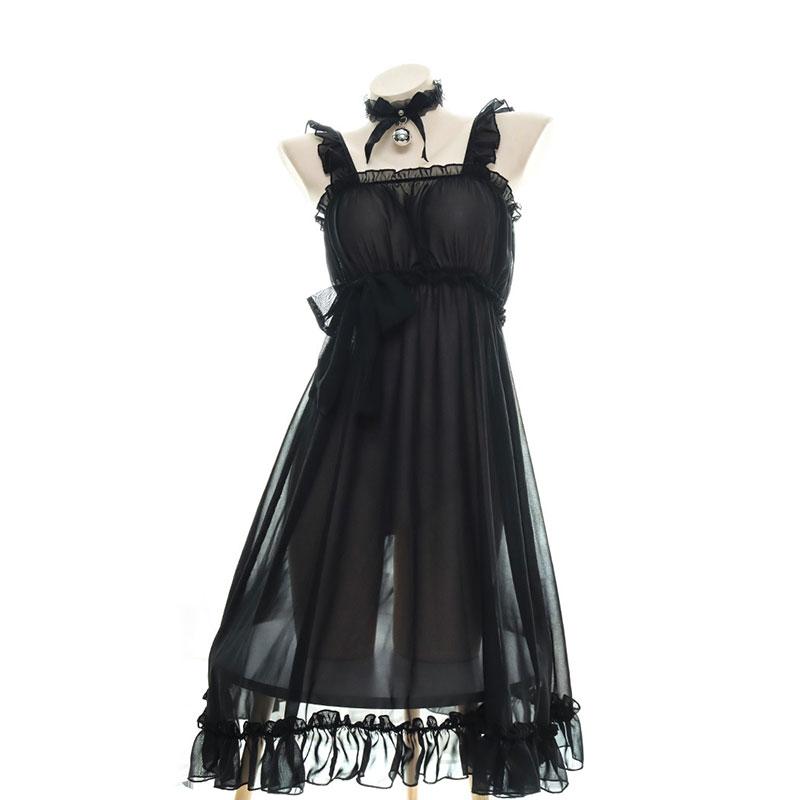 Girls Sexy TranslucentSuspender Dress 2 Colors Cosplay Costume