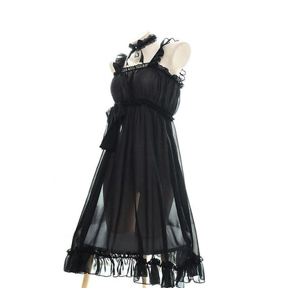 Girls Sexy TranslucentSuspender Dress 2 Colors Cosplay Costume