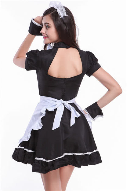 Black  Popular Japanese Maid Costumes Nightclub Servant Cosplay Clothing