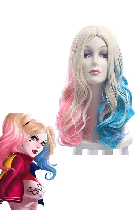 Suicide Squad Harleen Quinzel Cosplay Wigs Curly Mixed Colored Hair