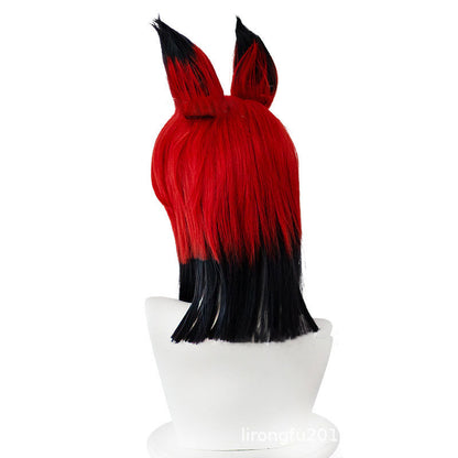 Anime Hazbin Hotel Alastor Cosplay Wigs The Radio Demon Red Mixed Black Cosplay Wigs