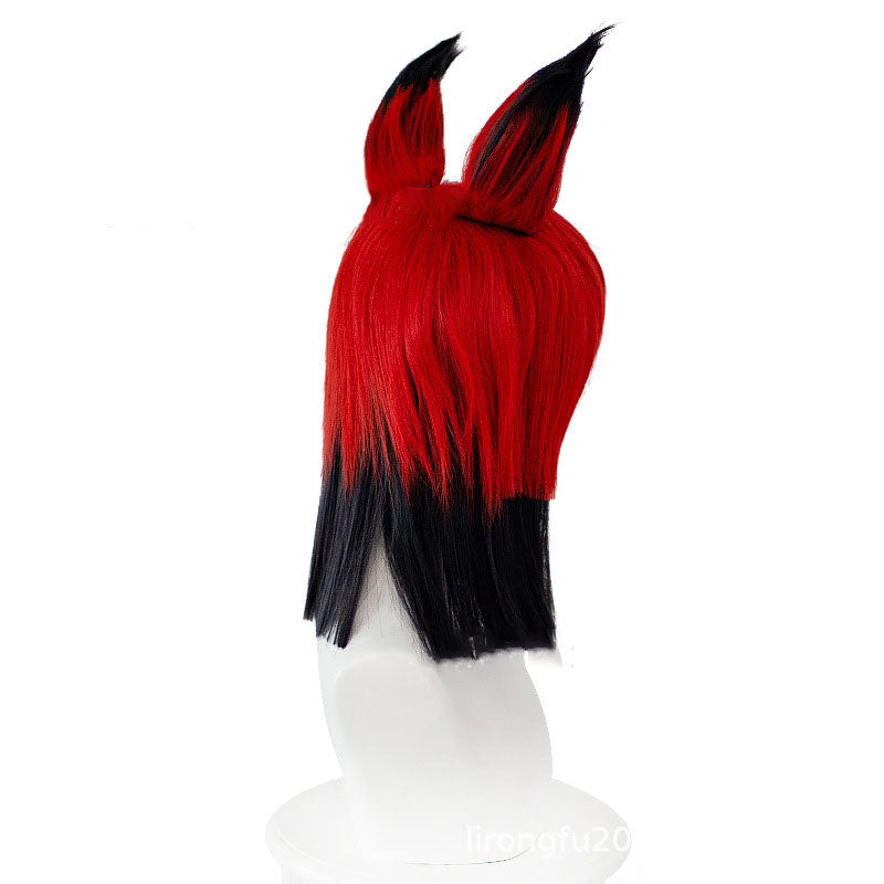 Anime Hazbin Hotel Alastor Cosplay Wigs The Radio Demon Red Mixed Black Cosplay Wigs