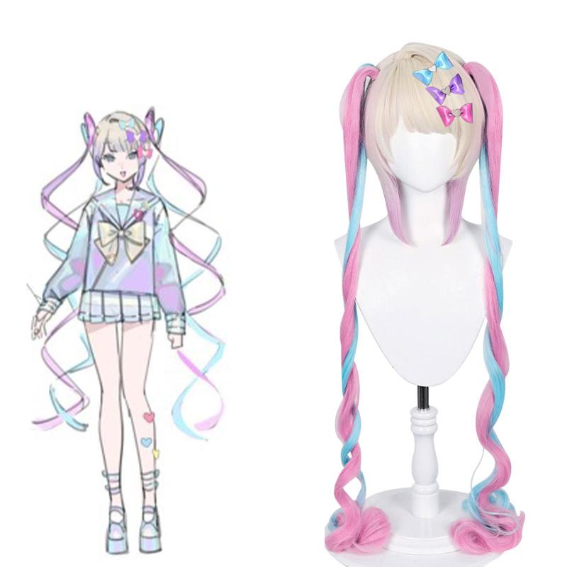 NEEDY GIRL OVERDOSE KAngel Long Pink Mixed Blue Cosplay Wigs