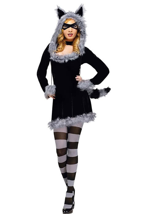 New Long Sleeve Black And Grey Girls Wolf Animal  Halloween Costume