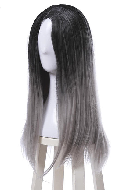 Fashion Black and Gray Mixed Long Stragiht Woman Wigs