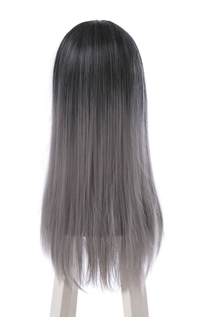 Fashion Black and Gray Mixed Long Stragiht Woman Wigs