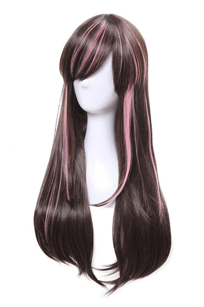 65cm Long Kizuna AI Cosplay Wigs Black and Pink Woman Wigs