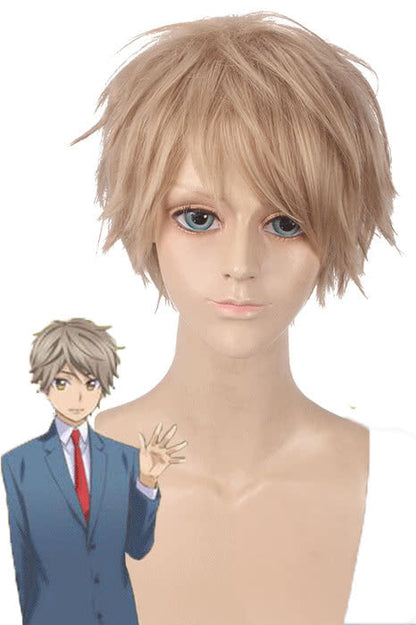 Kiss Him, Not Me Hayato Shinomiya Synthetic Cosplay Wigs Men Short Flaxen Hair Wigs