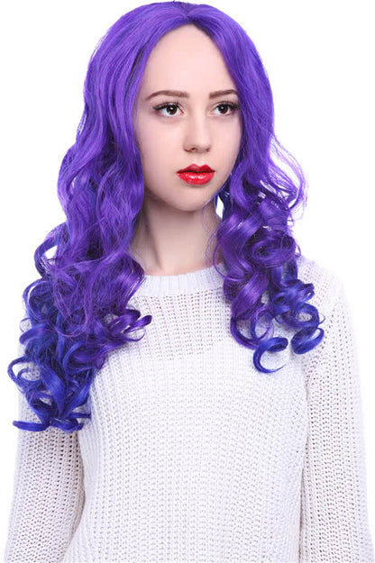 25'' Long purple&peacockblue My Little Pony Natural Wave Women Lace Front Wigs