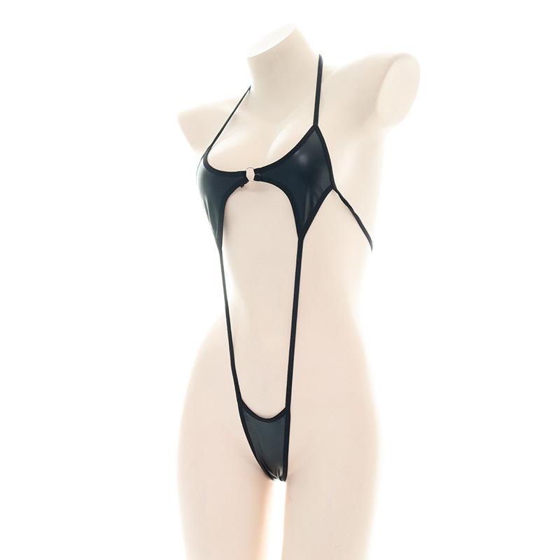 Leather Bikini Strappy Halterneck Underwear Sexy Cosplay Costume