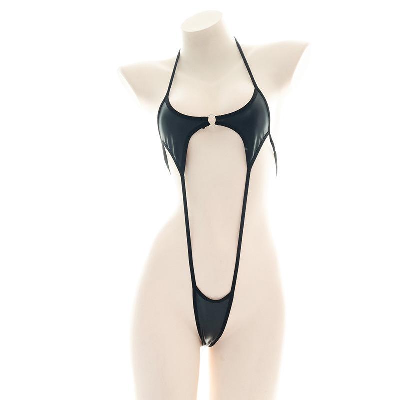Leather Bikini Strappy Halterneck Underwear Sexy Cosplay Costume
