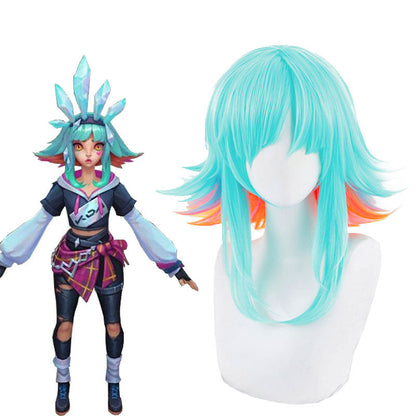 LOL KDA Neeko Cosplay Wigs Bule Mixed Organe Wigs Halloween wig
