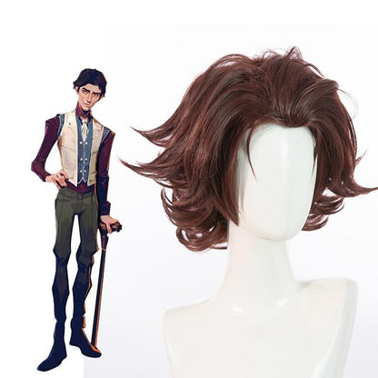 LOL Arcane Viktor Dark Brown Short Curly Cosplay Wigs Halloween wig