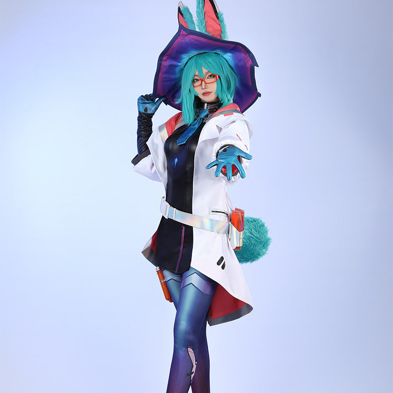 LOL Battle Bunny Aurora Cosplay Costume with Tails&Hat