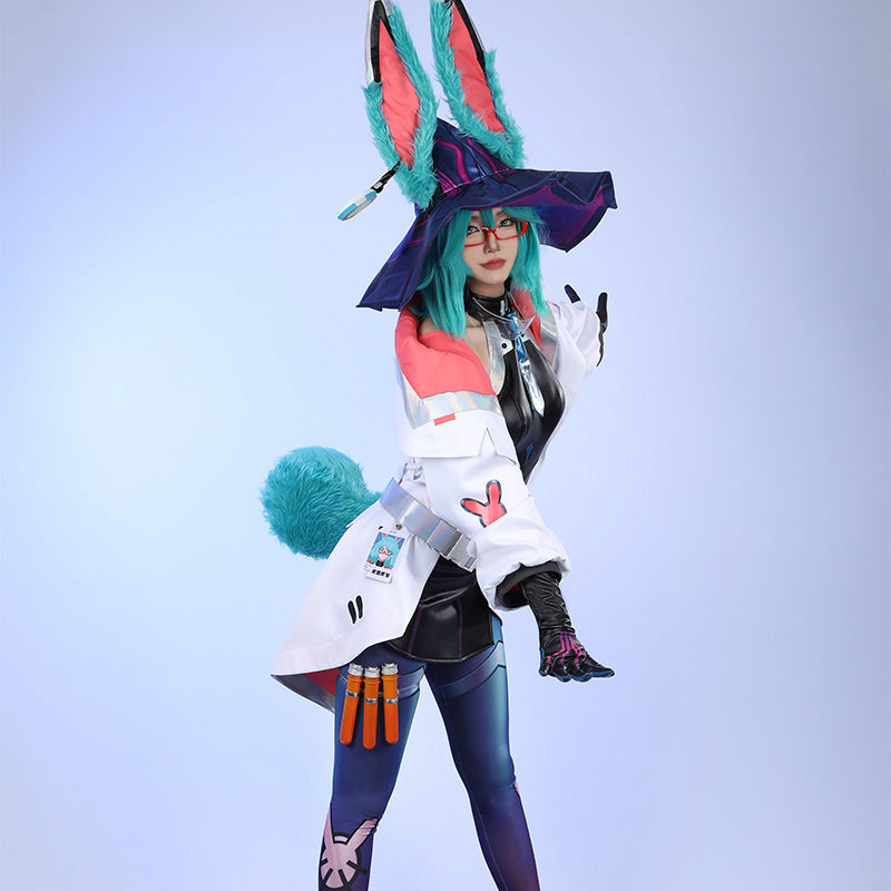 LOL Battle Bunny Aurora Cosplay Costume with Tails&Hat