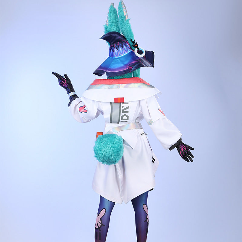LOL Battle Bunny Aurora Cosplay Costume with Tails&Hat