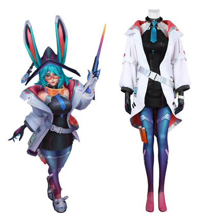 LOL Battle Bunny Aurora Cosplay Costume with Tails&Hat