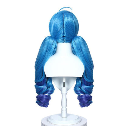 LOL Gwen Blue Gradient Ponytail  Wavy Long Cosplay Wigs Halloween wig