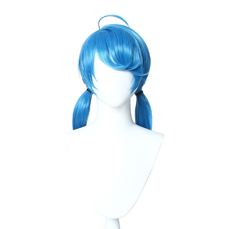 LOL Gwen Blue Gradient Ponytail  Wavy Long Cosplay Wigs Halloween wig