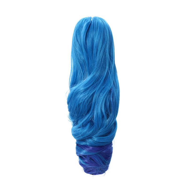 LOL Gwen Blue Gradient Ponytail  Wavy Long Cosplay Wigs Halloween wig