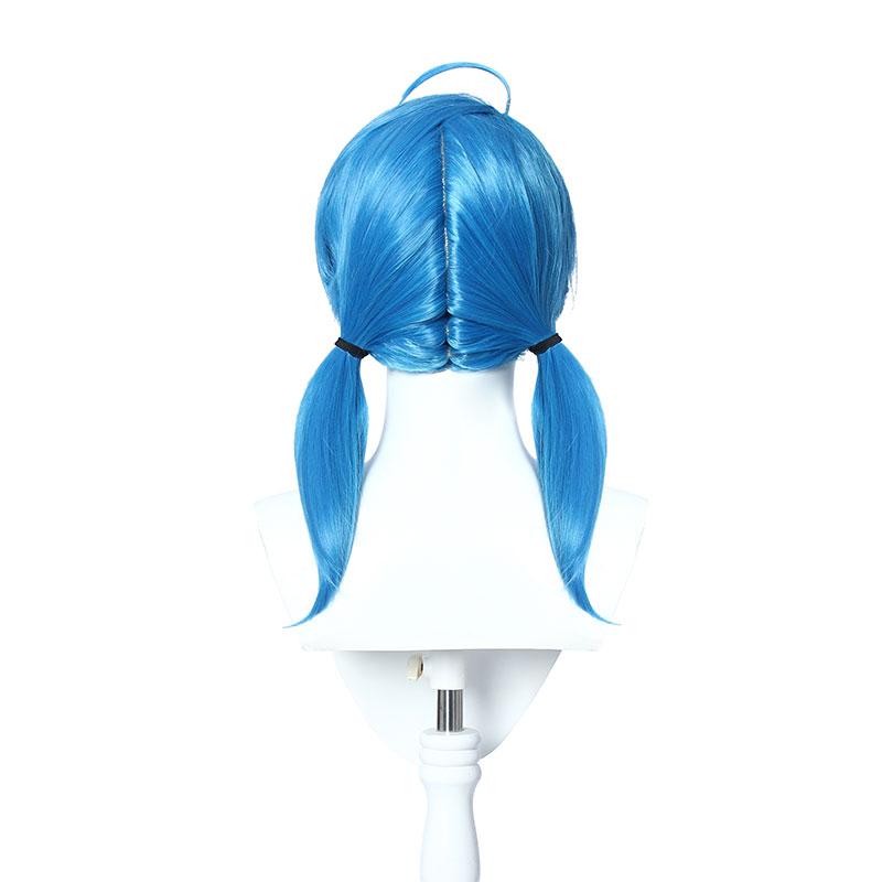LOL Gwen Blue Gradient Ponytail  Wavy Long Cosplay Wigs Halloween wig