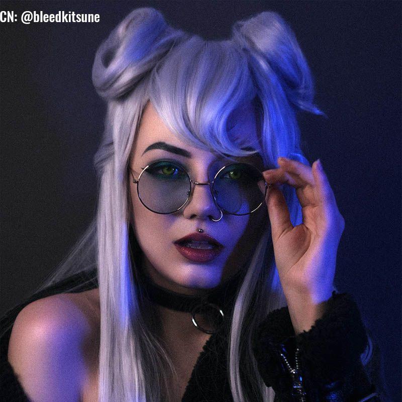 LOL KDA All Out Evelynn Purple Light Long Cosplay Wigs
