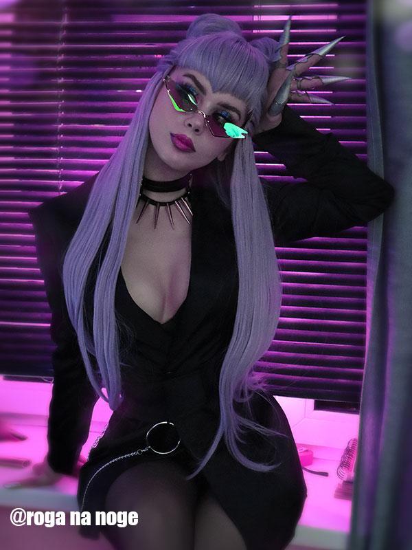 LOL KDA BADDEST Evelynn Purple Long Cosplay Wigs