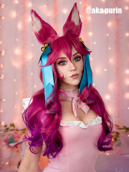 LOL Spirit Blossom Ahri Pink Mixed Long Cosplay Wigs Halloween wig