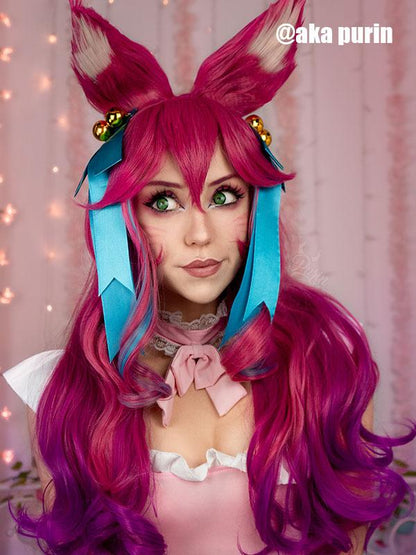 LOL Spirit Blossom Ahri Pink Mixed Long Cosplay Wigs Halloween wig