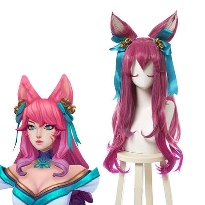 LOL Spirit Blossom Ahri Pink Mixed Long Cosplay Wigs Halloween wig