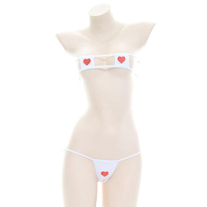 Love Embroidery Bikini Sexy 2 Colors Cosplay Costume