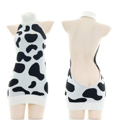 Japanese Milk Cow High Neck Backless Sexy Sweater Underwear