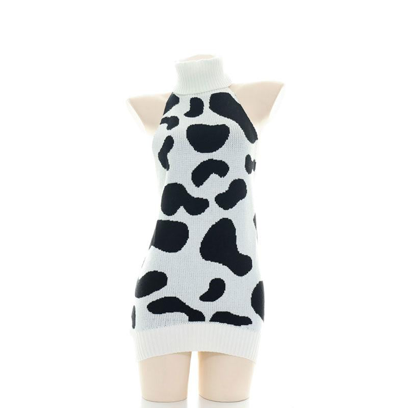 Japanese Milk Cow High Neck Backless Sexy Sweater Underwear