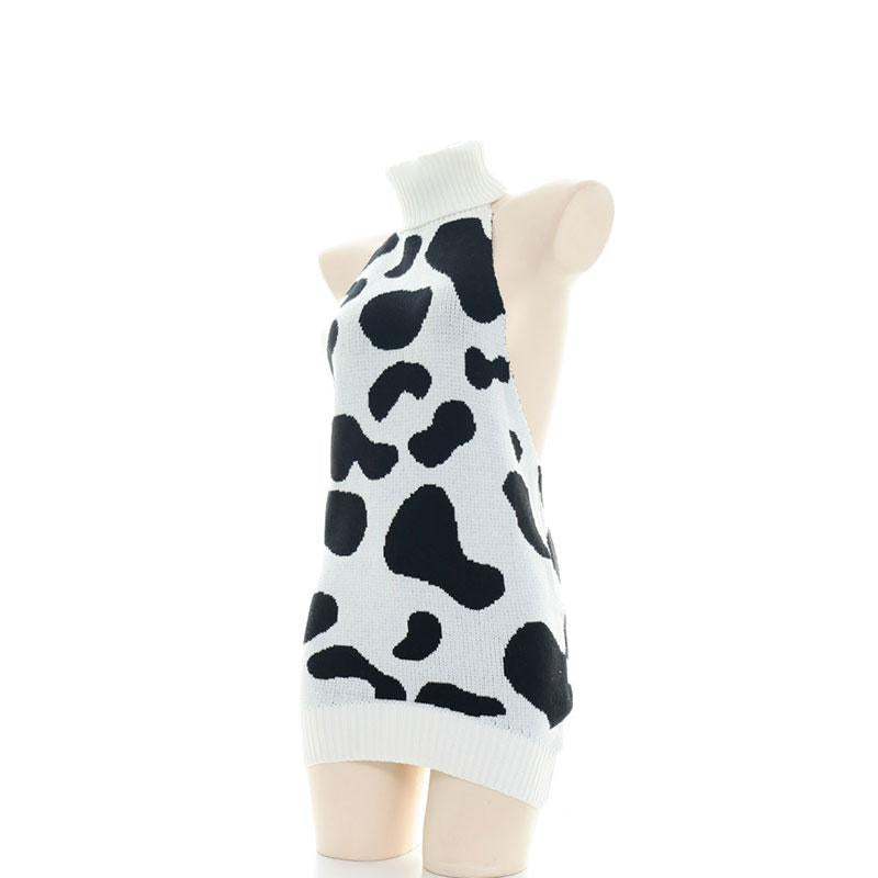 Japanese Milk Cow High Neck Backless Sexy Sweater Underwear