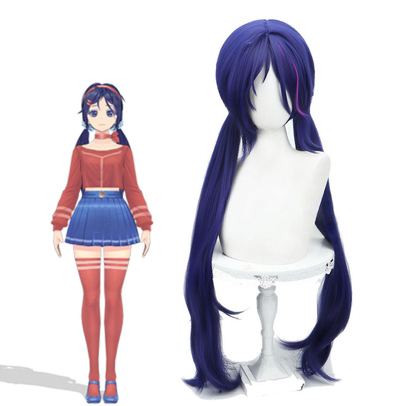 MiSide Mita Dark Blue Long Cosplay Wig