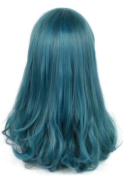 50cm Long Teal Green Wave Anime Female Cosplay Wigs