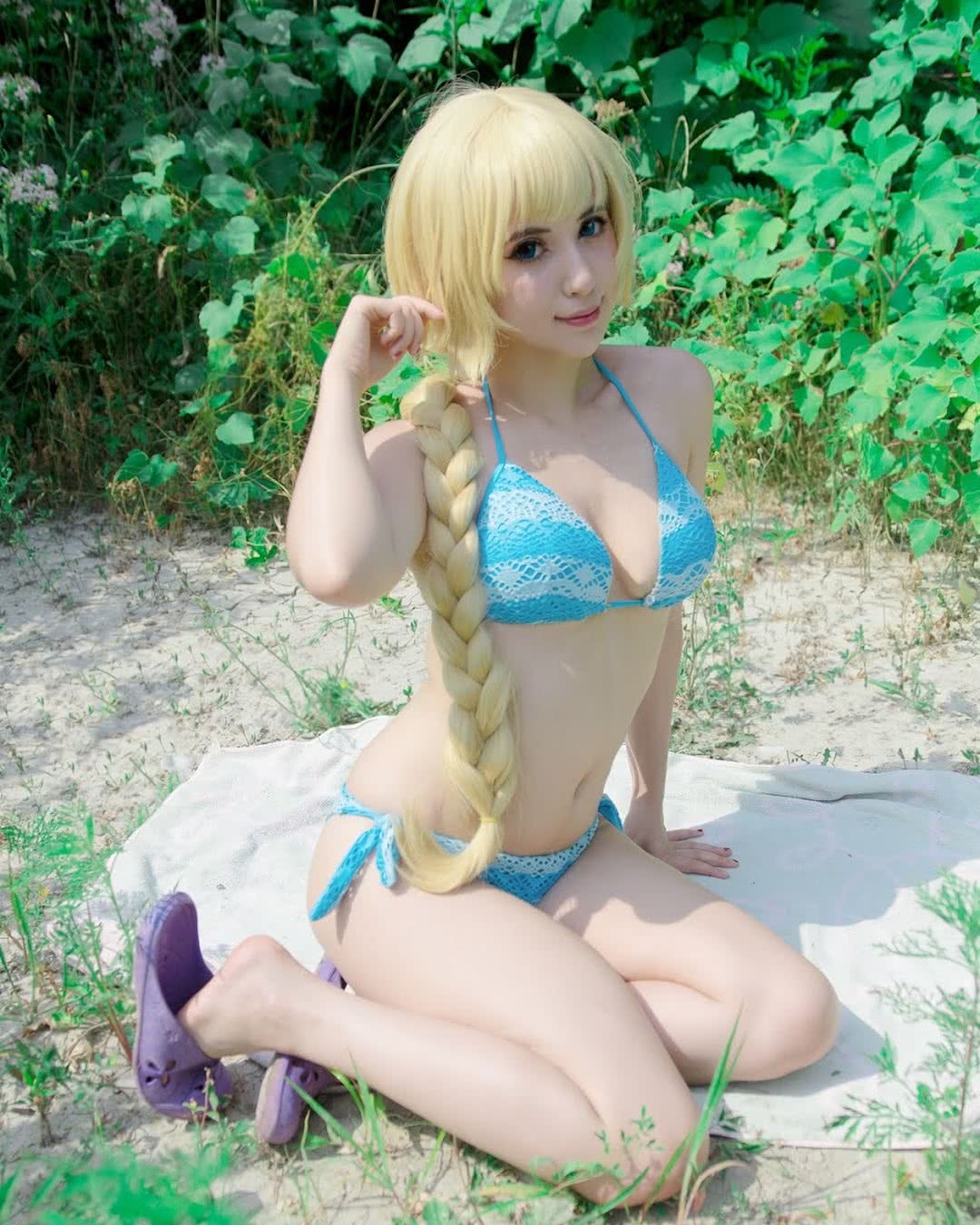 Fate/Grand Order Joan of Arc Blonde Synthetic Long Cosplay Wigs  Braids